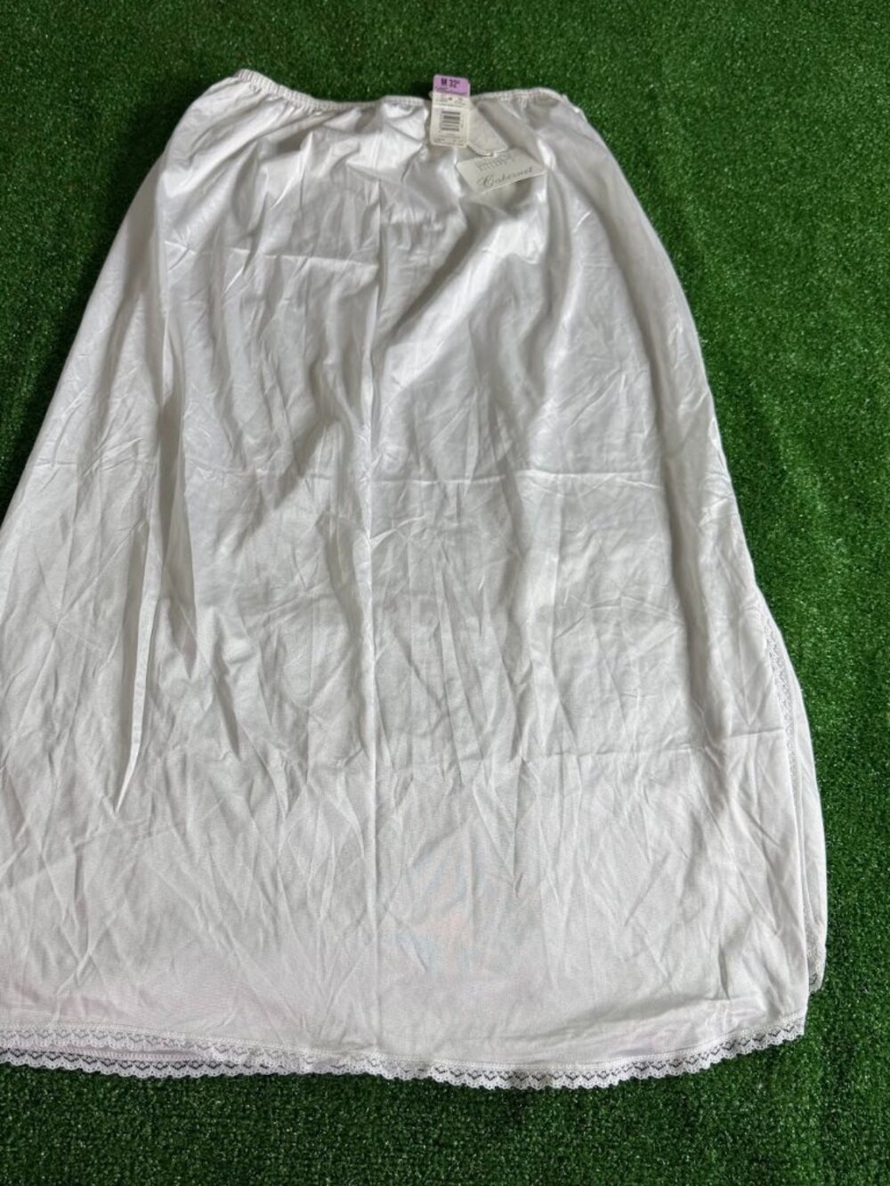 Vintage Cabernet White Tricot Long Half Slip Lace Trim Size M NWT Made in USA